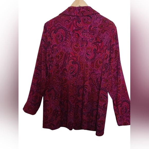 Susan Graver pink fuchsia paisley blazer business casual collar size 1x - Picture 3 of 12